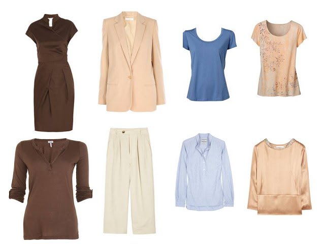 A Spring capsule wardrobe, warm brown, blues, peach & ivory - The ...