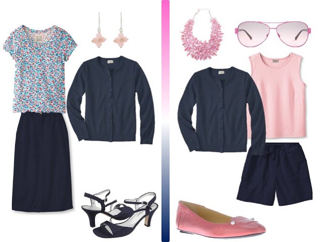 A simple navy & pink summer wardrobe, with accessories - The Vivienne Files