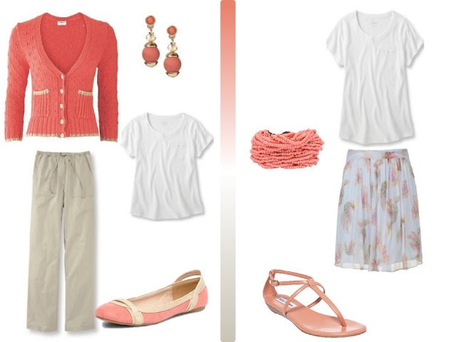 A simple Coral & Khaki summer wardrobe, with accessories - The Vivienne ...