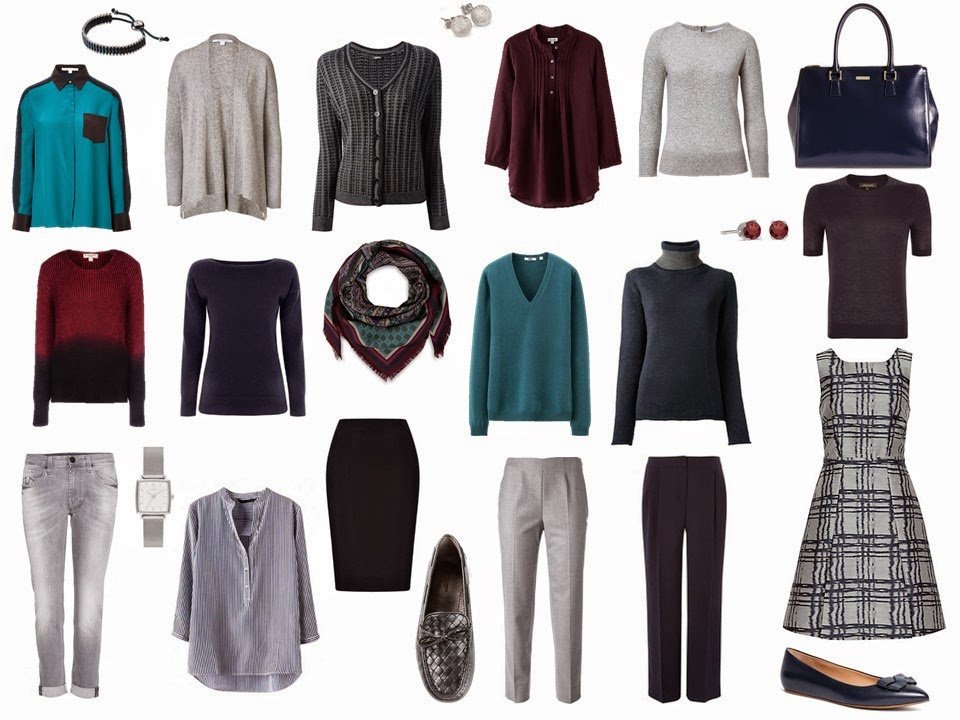 A Four by Four Capsule Wardrobe in Navy, Grey, Teal and Burgundy - The ...