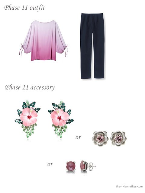 adding floral earrings to a 4 by 4 Wardrobe in Navy with floral accents