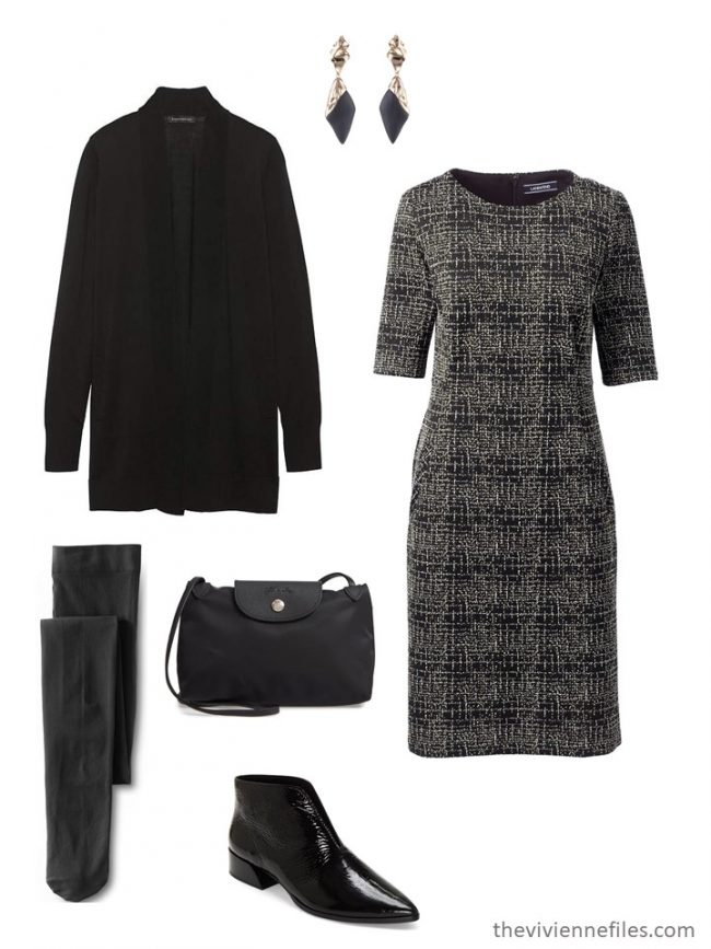 Chic Sighting: Printed Dress and Black Cardigan - The Vivienne Files