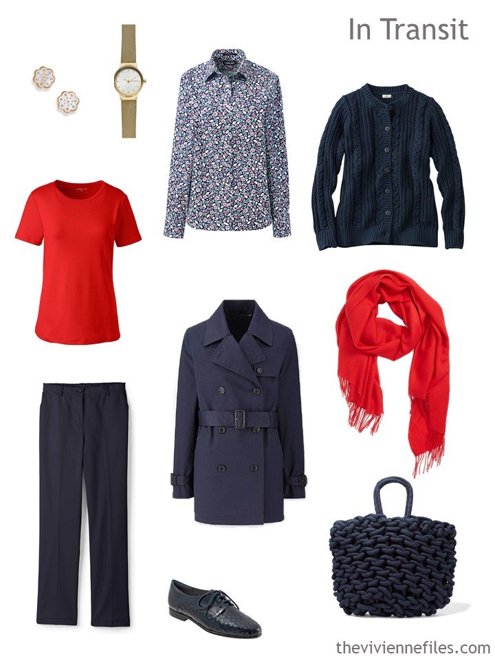 1. travel outfit for going from cold to warm weather