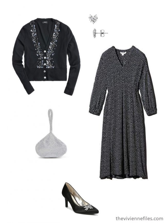 Chic Sighting: Printed Dress and Black Cardigan - The Vivienne Files