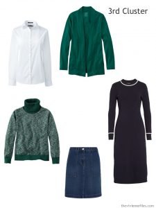 A Winter Cluster Wardrobe in Navy, Beige, Green and White - The ...