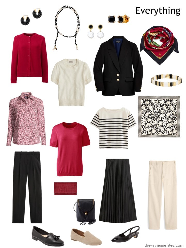 Travel Capsule Wardrobe in Black, Beige and Red - Start with Art: Black ...
