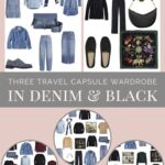 Three Travel Capsule Wardrobes in Denim and Black